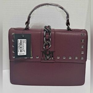 Plum Crossbody Sachel Handbag Gunmetal Studs & Chain Accents NWT MSRP $179